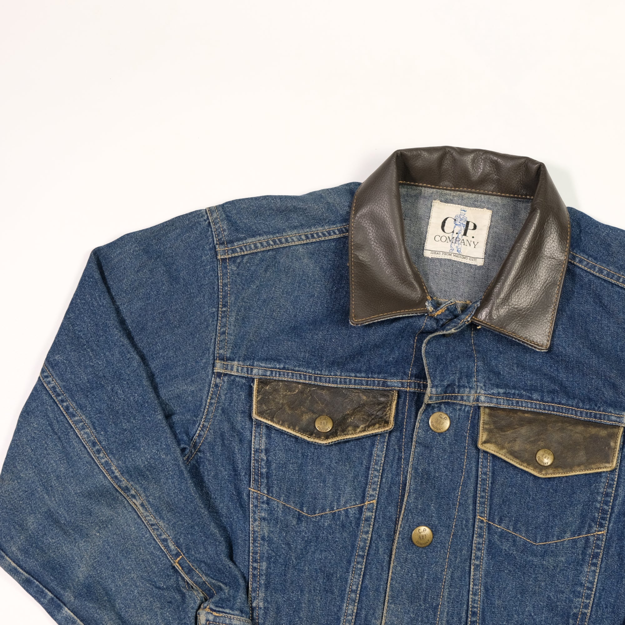 CP Company 1980s Vintage Denim Leather Jacket XS/S