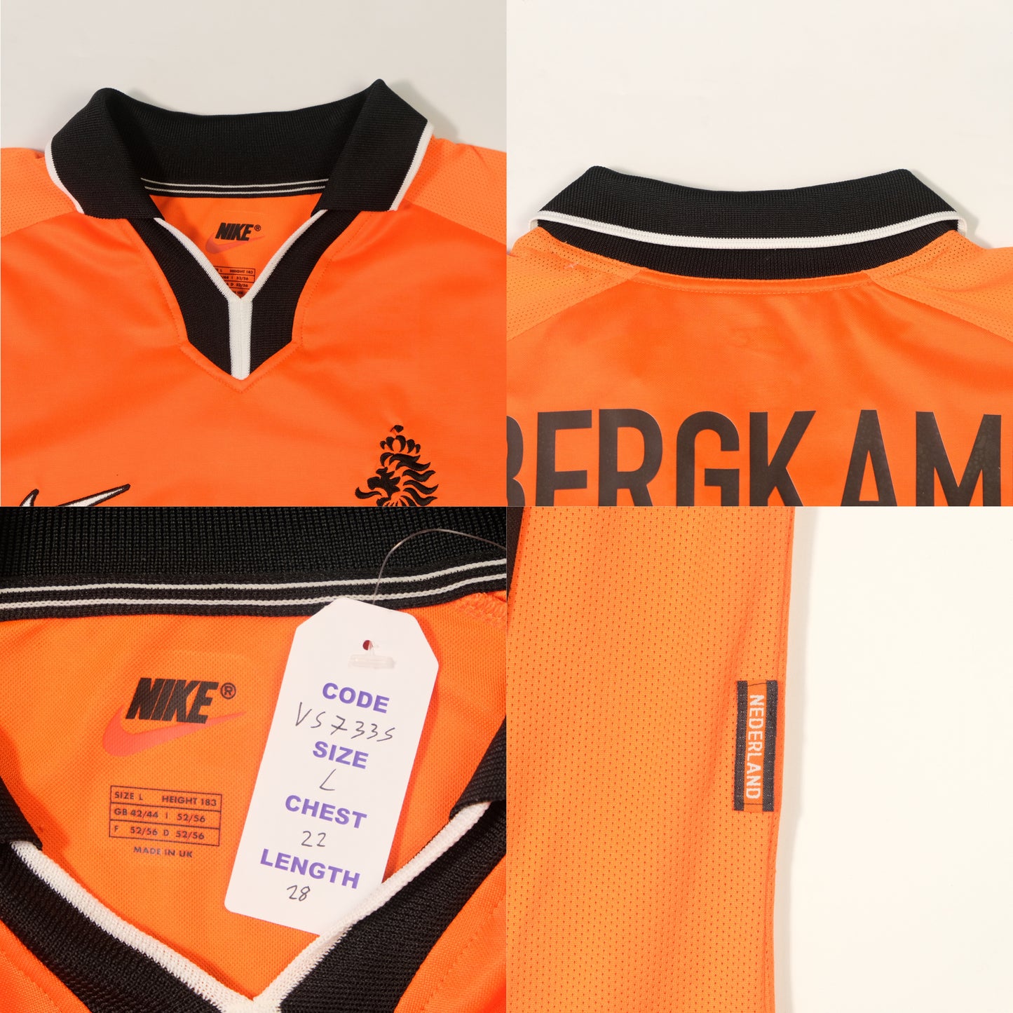 1998/99 Netherlands Home Shirt Nike Bergkamp 