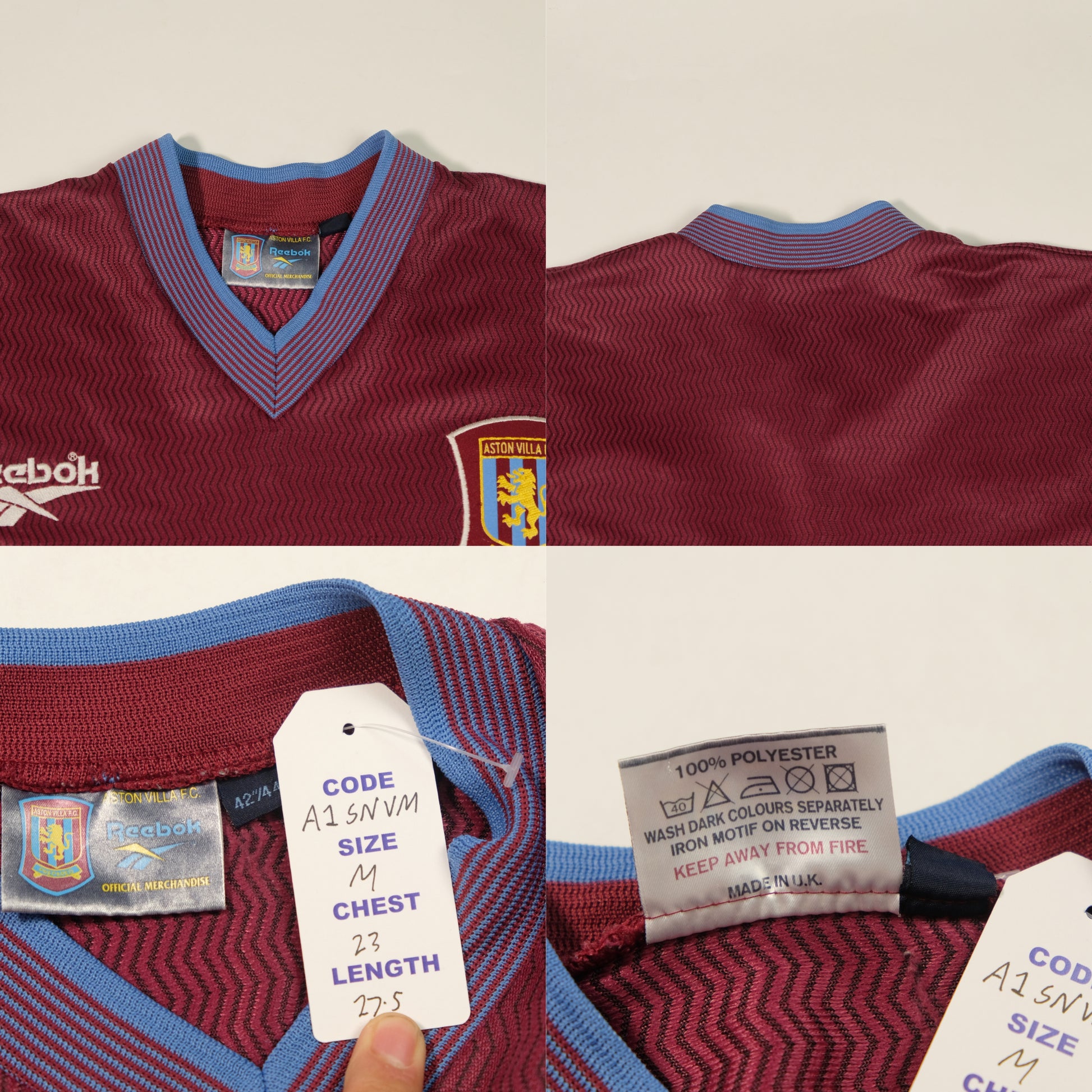 1996/97 Aston Villa Home Shirt Reebok 