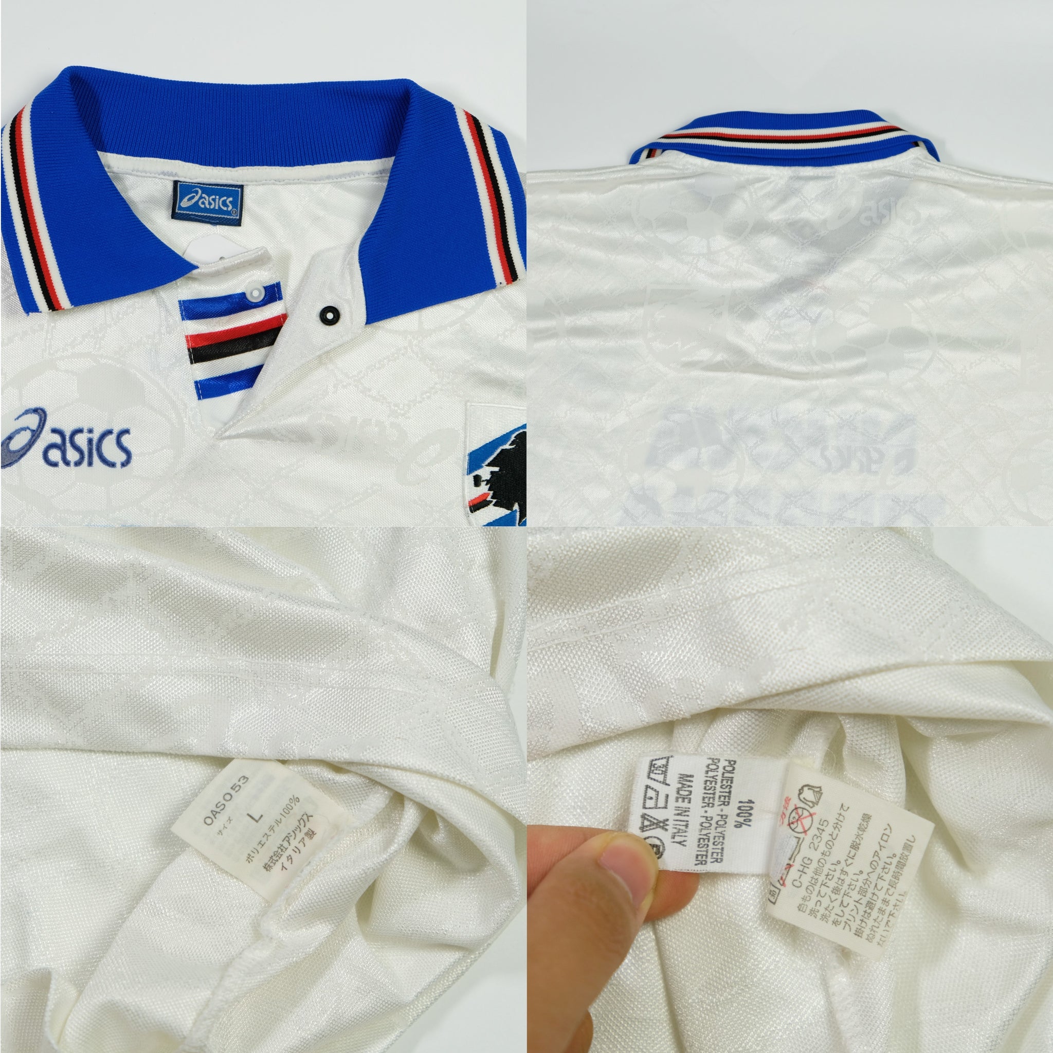 Sampdoria Matchworn Lamonica 6 L/S Home Football Shirt 1995/96 (XL) Asics  G418 – Historic Football Shirts