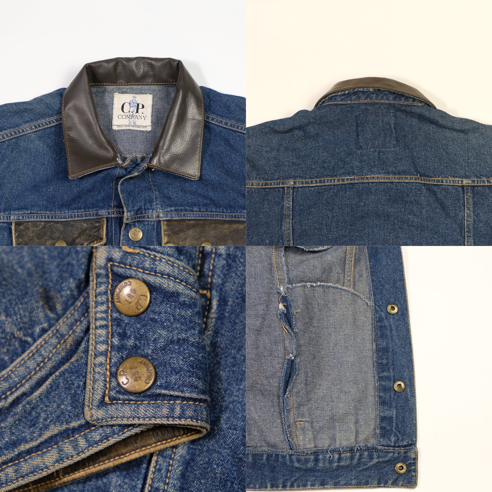 CP Company 1980s Vintage Denim Leather Jacket XS/S