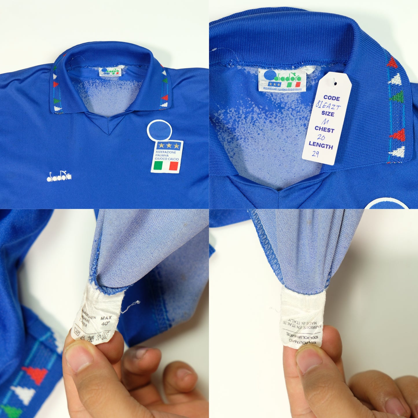 Italy 1992/1993 Diadora Original Home Football Shirt Medium