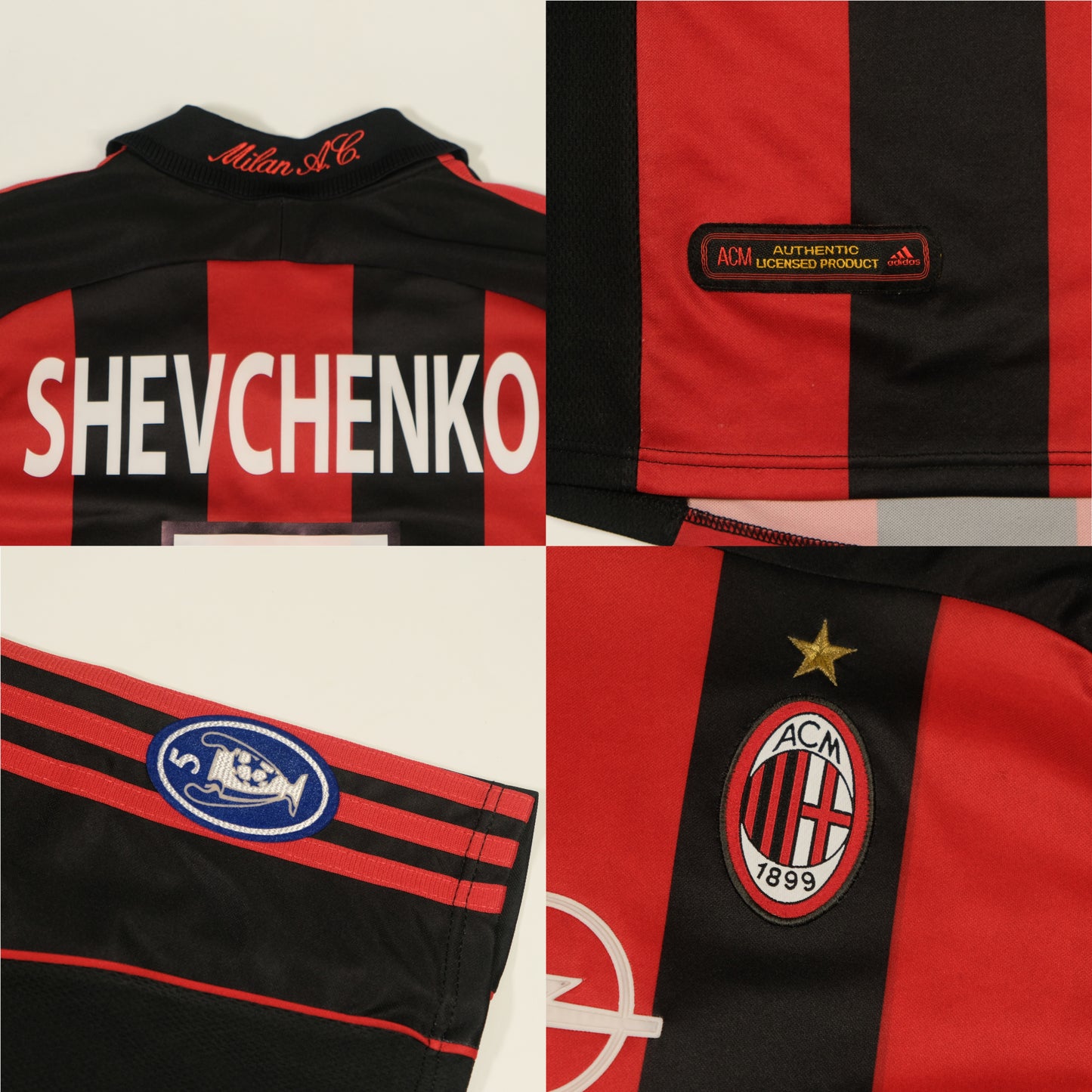 1998/00 AC Milan Home Shirt Adidas Shevchenko