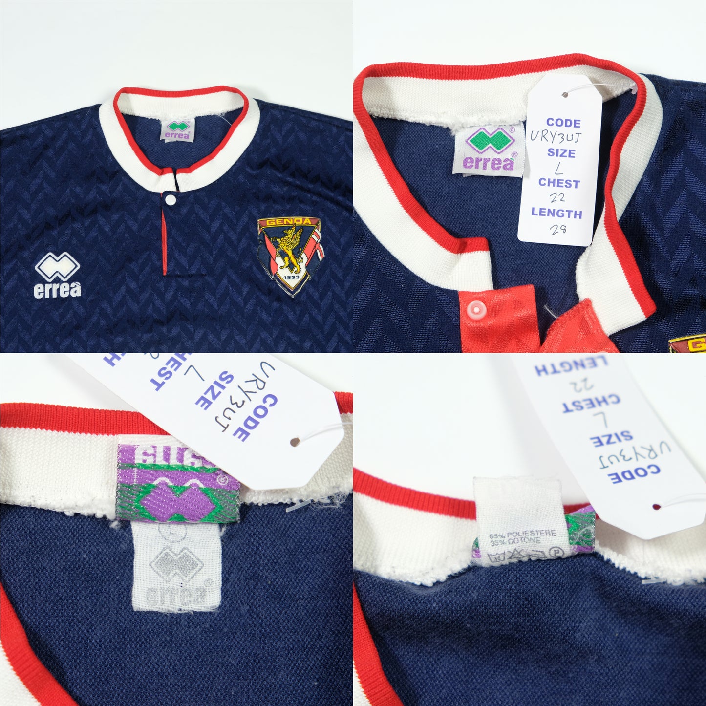 Genoa Errea Italy Original 1992/1993 Training Vintage Football Shirt Large