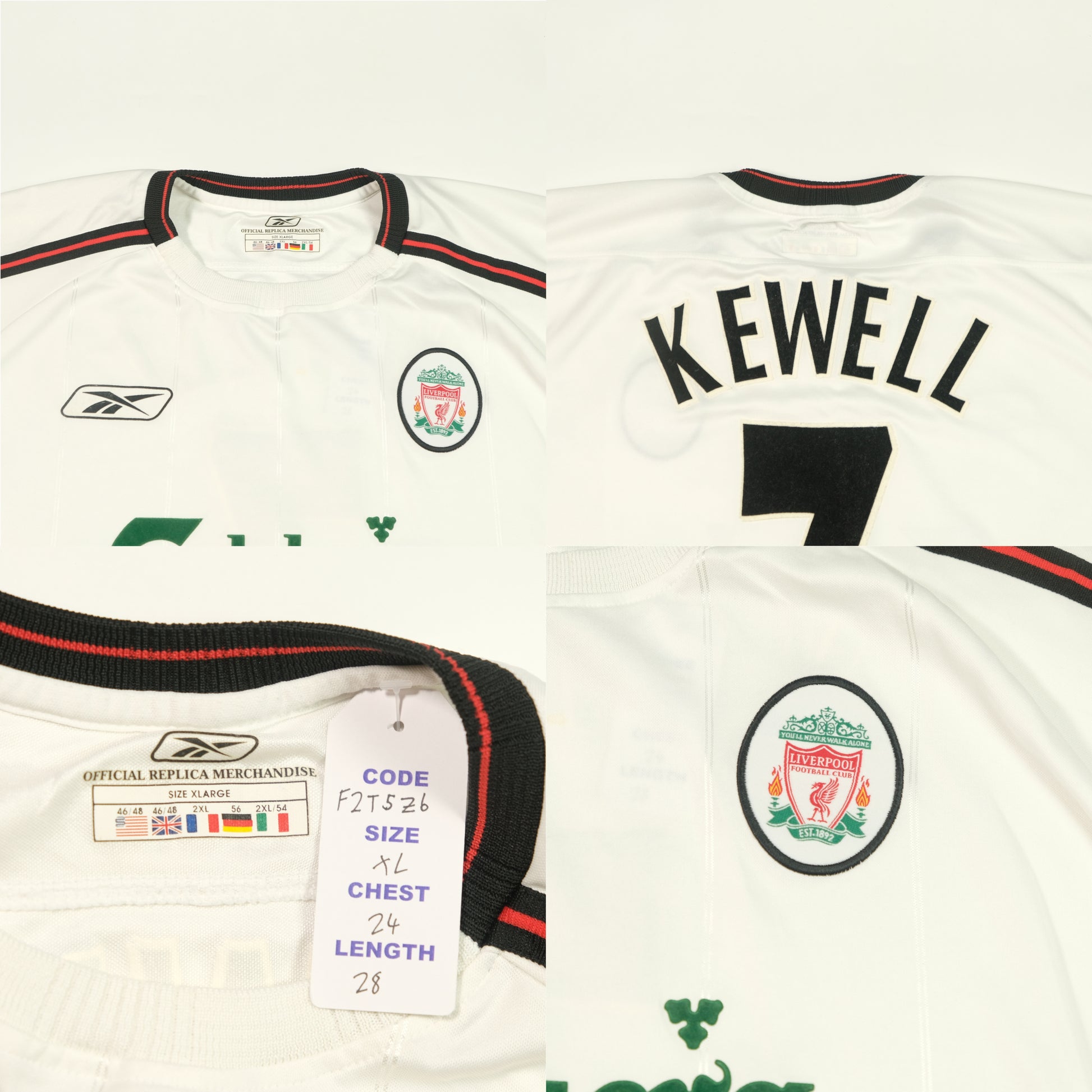 2003/2004 Liverpool Kewell Away Shirt Reebok 