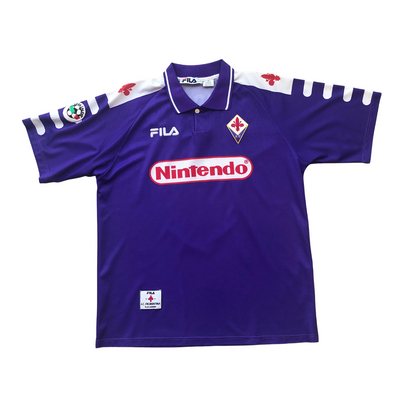 Fiorentina Batistuta ORIGINAL 1998/1999 Fila Nintendo Home Football Shirt Large