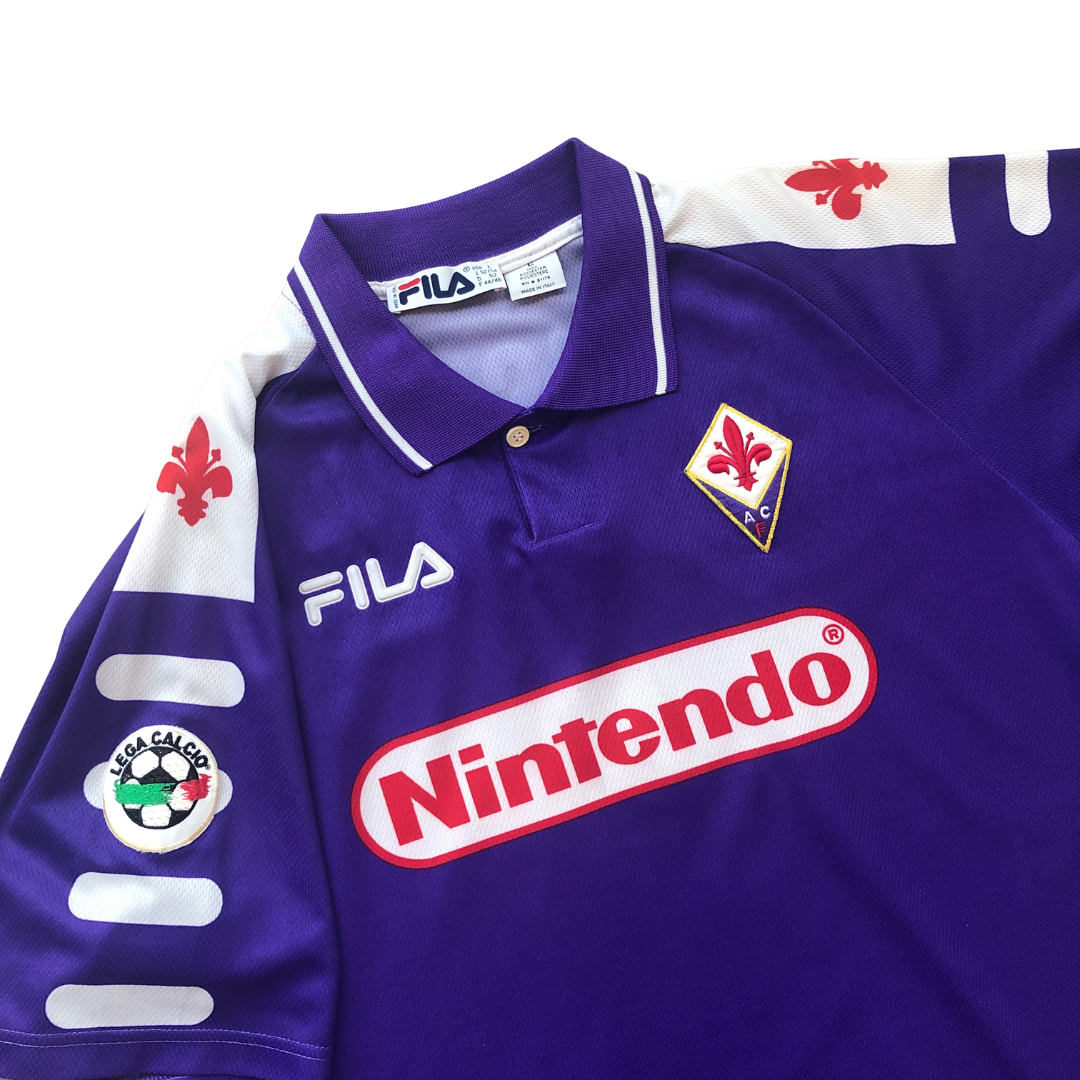 Fiorentina Batistuta ORIGINAL 1998/1999 Fila Nintendo Home Football Shirt Large