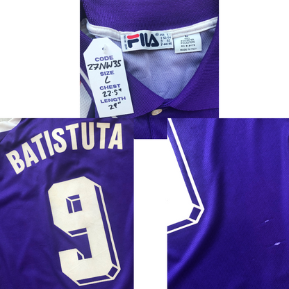 Fiorentina Batistuta ORIGINAL 1998/1999 Fila Nintendo Home Football Shirt Large