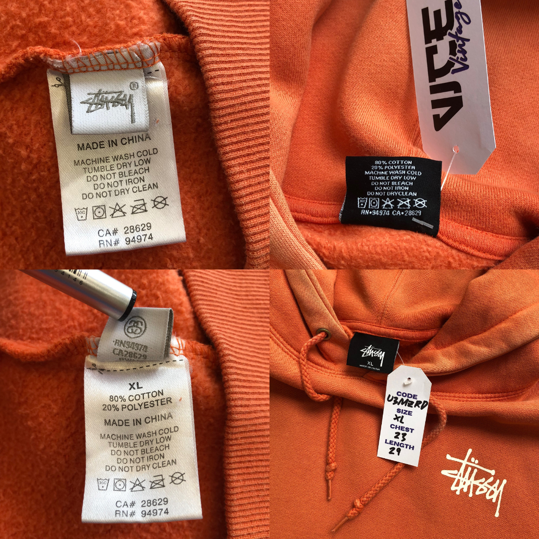 Stussy Vintage Orange Hoodie XL